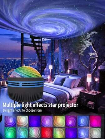 1pc LED Northern Lights Rotating Projection Light, Multi-Color Pattern With Remote Control, Galaxy Stars Projector, Bedroom Night Light, Home Theater, Ceiling, Room Decor Romantic Atmosphere Light