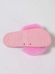 女士人造毛皮拖鞋，毛绒拖鞋，蓬松凉鞋，毛茸茸家居鞋，室内户外