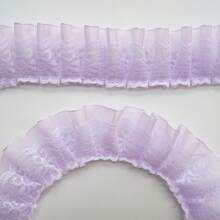 Pleated Organza Lace Edge Trim Ribbon 4 CM Wide Assorted Colors Trimming Ruffle Fabric Embroidered Sewing Craft Wedding Bridal Dress Party Decoration Clothes Embellishment
