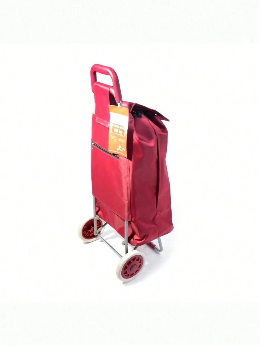 Shopping Trolley, Waterproof, Wear-Resistant, High Quality, With Soft Wheels, Made Of Premium Oxford Fabric, Available In Multiple Colors, 95 X 24 X 32cm, MAX WEIGHT SUPPORT 50KG - Burgundy - View 1