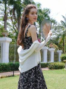 Women's Fashion Slouchy Vacation Style Lightweight Linen Knitted Sweater - White - View 11