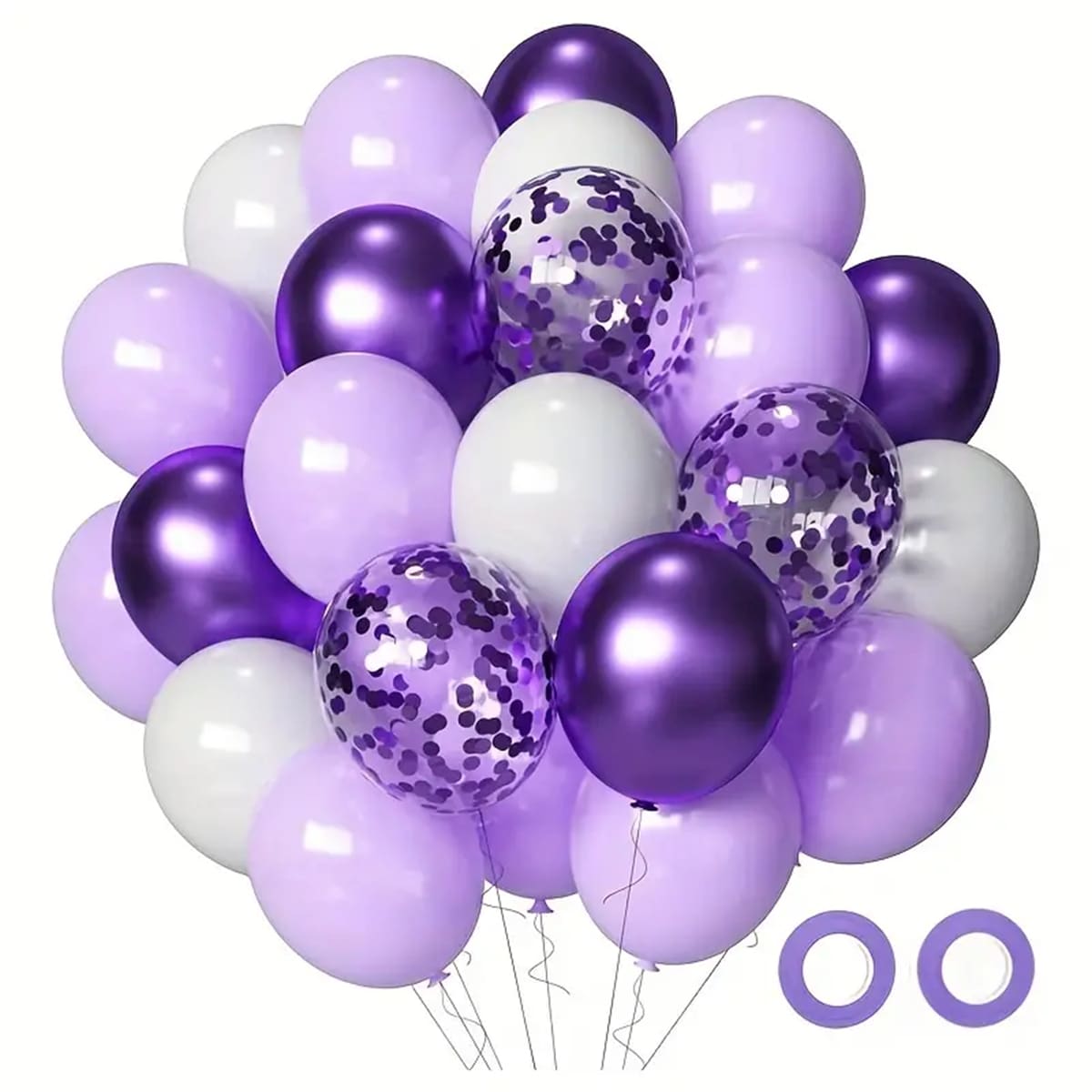 38 件/套薰衣草紫色派对气球、浅紫色丁香气球、紫色金属气球和彩色纸气球套件，适用于生日、情人节、婚礼派对装饰
