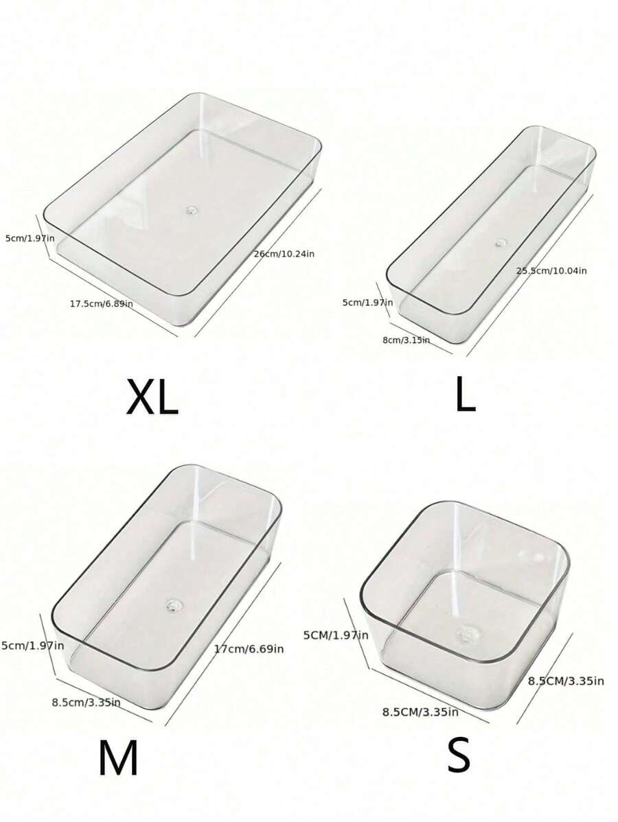 1PC Acrylic Desktop Storage Display Box Multifunctional Dresser Sundries Storage Box Cosmetic Snacks Transparent Skin Care Products Desktop Household Drawer Storage Box - Transparent - View 1