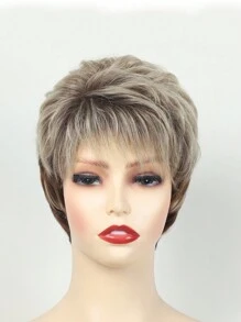 Synthetic Short Hair Wig Fluffy Synthetic Fiber Fashionable Headband With Bangs Short Wave Gradient Wig - Brown Ombre - View 2