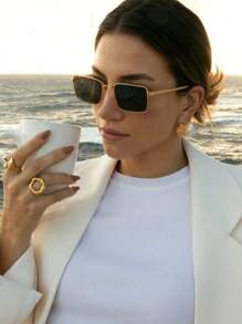 1 pieza Gafas de moda con patas de cable retorcido de vanguardia para sesión de fotos, gafas de mujer, para damas, gafas de caída de invierno, accesorios de playa, básicos vintage Y2K, casual de negocios, regalos para vacaciones de verano, playa, al aire libre, viajes