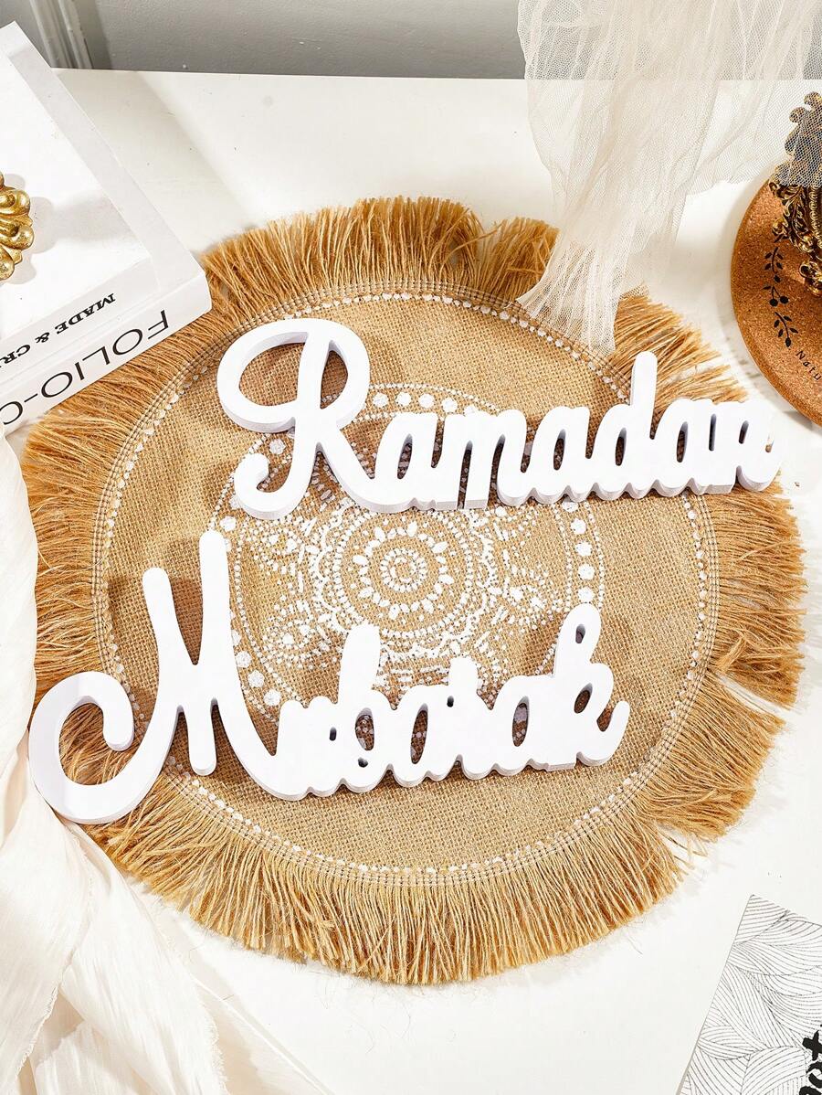 1 szt. Kreatywny prosty biały materiał Sheevs Board EID Mubarak i stojak na listy Ramadan Mubarak, dekoracja, 5,2 * 11 cali, nowoczesny minimalistyczny design, dekoracyjne rzemiosło na obchody święta Ramadan, piękny prezent na Eid Al-Fitr w domu, dekoracja imprezy i spotkania Ramadan Kareem - Ozdoby z literami - Zobacz 1