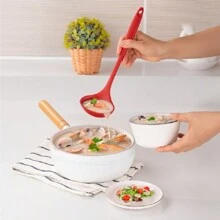 1 Cuchara de silicona de una sola pieza resistente a altas temperaturas para sopa, antiadherente, disponible en stock