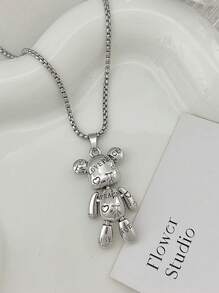 Men's 1pc Anti-War & Peace Bear Unisex Hip Hop Long Pendant Necklace, For Jewelry Gift And Party