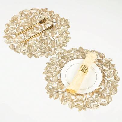 1pc/4pcs/6pcs/8pcs Hollow Out PVC Heat Resistant & Anti-Slip Round Placemats, Waterproof For Restaurant, Hotel, Home Use