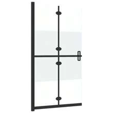 Foldable Walk-In Shower Screen Half Frosted ESG Glass 120x190 Cm Modern Bathroom Divider - Clear - View 3