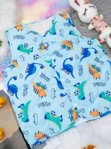 Children's Vest Different Models Dinosaur Design Lightweight Quilted Vest Different Sizes - Dusty Blue - View 3