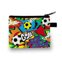 Coin Purse In Colourful-Red/Blue/Black Festive Football Dinosaur Printed Coin Purse - Casual Style, Polyester Material