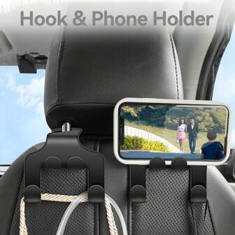 Seat Headrest Hook For Car, Car Seat Backpack Hooks, Auto Seat Hook Hangers - 4 In 1 Car Back Seat Head Rest Hanger Storage Organizer, Car Seat Holder Hooks Universal For Handbag Purse Bags Clothes Coat Water Bottle Matching Cars Vehicle Interior Accessories