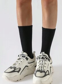 5pairs Men's Mid Length Socks Simple Fashionable Daily Casual, Fall - Black - View 3