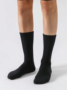 5pairs Men's Mid Length Socks Simple Fashionable Daily Casual, Fall - Black - View 2