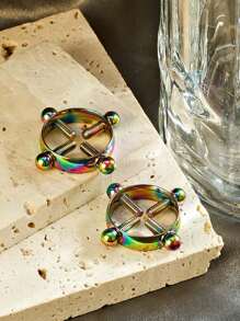 2pcs Colorful Personalized Stainless Steel Fake Nose Ring, Non-Pierced Adjustable Clamp On Ear Clip For Women, Suitable For Daily Wear, Holiday, Birthday Gift