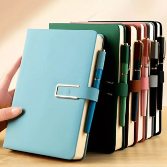 Cuaderno con tapa dura estilo retro A5 - Piel sintética impermeable, cierre magnético, ideal para tomar notas en la universidad y la oficina
