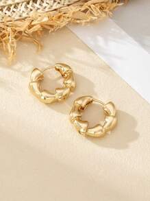 1 Pair Niche Design Asymmetrical Personalized Cone Hoop Earrings, French Minimalist Round Ear Cuffs, Cold Aesthetic Versatile Elegant Women's Jewelry - Earrings - View 2
