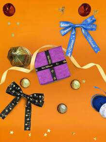 1 cuộn ruy băng satin 5 thước Anh (5 yard) dùng cho lễ Eid Mubarak, ruy băng Ramadan màu đen, xanh dương, trắng, họa tiết trăng sao, thích hợp cho các bữa tiệc Hồi giáo, gói quà, làm đồ thủ công. - Nhiều màu - Xem 7