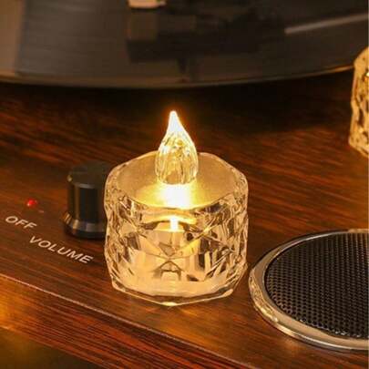 Mini Hengling Cristal Transparente Velas Luz Led Eletrônica Decorativa