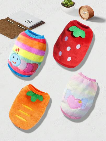 Pet Dog/Cat Cartoon Flannel Vest, Small Dog Coat For Autumn/Winter