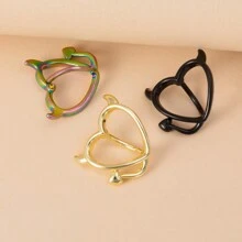 1pc Stainless Steel Demon Heart Shaped Belly Button Ring, Cartilage/Daith/Rook/Helix Stud Body Piercing Jewelry - Multicolor - View 6