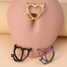 1pc Stainless Steel Demon Heart Shaped Belly Button Ring, Cartilage/Daith/Rook/Helix Stud Body Piercing Jewelry - Multicolor - View 3