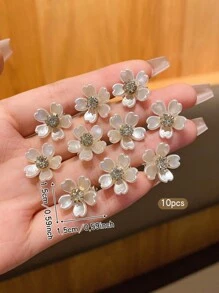 10 件装花朵发夹，甜美风格发饰 - 彩色 - 查看 2