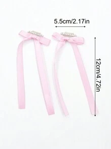 2pcs Pet Rhinestone Bow Ribbon Hair Clips, Sparkly Side Barrette For Dogs, Photos And Gifts