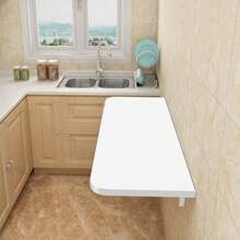 60*30cm Wall Mounted Folding Table, Floating Desk, Wall Folding Desk For Small Spaces, Wall Folding Table, Functional Hanging Desk, Dining Table, For Home Office, Study Room - trắng - Xem 2