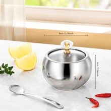 Juego de frascos de acero inoxidable para condimentos con cucharas, adecuado para almacenamiento doméstico de sal, pimienta, chile en polvo, condimentos secos, utensilios de cocina - Multicolor - Ver 8