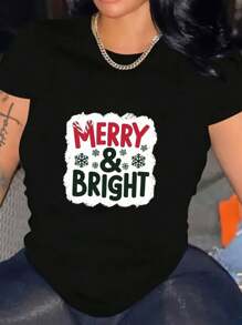 Fashion Happy And Bright Print Shirt Women Cotton T-Shirt Soft Breathable Comfort-Fit Crew Neck Tee T-Shirt