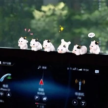 6pcs Brave Bull Decor Figurines, Creative Car Dashboard/Desktop Ornaments