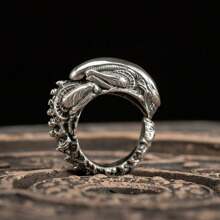 Anillo de joyería de moda gótica, motocicleta, punky, vintage con calavera y murciélago, abierto, regalo para Halloween