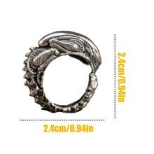 Anillo de joyería de moda gótica, motocicleta, punky, vintage con calavera y murciélago, abierto, regalo para Halloween