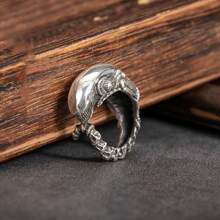 Anillo de joyería de moda gótica, motocicleta, punky, vintage con calavera y murciélago, abierto, regalo para Halloween