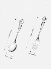Customization 2 Pieces Set Of Stainless Steel Tableware With Custom Name Carving, Fork And Spoon, Exquisite Gift Box Packaging, Suitable For Christmas, Thanksgiving, New Year And Valentine's Day Gifts - Multicolor - View 4