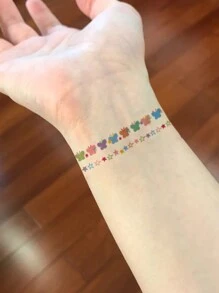 1 件彩色蝴蝶、星星、花朵临时纹身，防水防汗，男女通用设计
