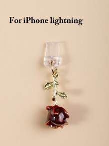 1 pezzo Tappo antipolvere con fiore di rosa 3D multicolore, accessorio pendente in metallo lega di stile retrò romantico di alta moda Y2K, ornamento trasparente in silicone per telefono, auricolare, tablet, Kindle, regalo ideale per San Valentino, per coppie e migliori amici, impermeabile e anti-polvere per porta di ricarica, compatibile con Lightning/Type-C, protegge saldamente la porta di ricarica