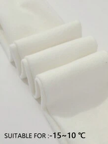 1pc Women's Plus Size Thick Warm Thermal Lined Cropped Tights, Autumn Winter - White - View 3