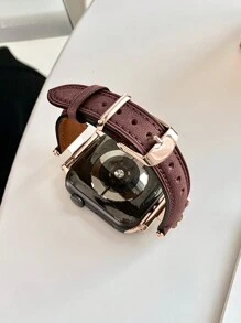 1pc Watch Bands, Made Of Ultra Soft Genuine Leather With Rose Gold Metal Decor, Suitable For Ultra 3 2 1 Series 10 SE S9/8/7/6/5/4/3/2/1 Watches, 38mm 40mm 41mm 42mm 44mm 45mm 49mm 46mm Smartwatch Accessories