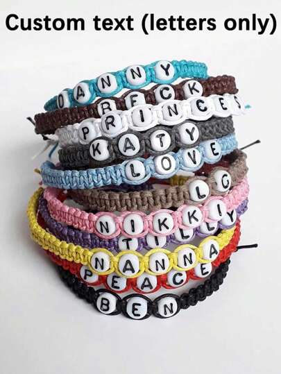1 pièce Bracelet personnalisé avec nom, bracelet tressé à la main avec lettre, taille ajustable, cadeau commémoratif, durable, coloré, mignon, adorable, amusant, kawaii, Y2K, élégant, unisexe, décontracté, personnalisé, unique, idéal pour lui, idéal pour elle, petite amie, petit ami, famille, amis, enfants, accessoires vestimentaires, automne chic, première année, deuxième année, étudiants de premier cycle
