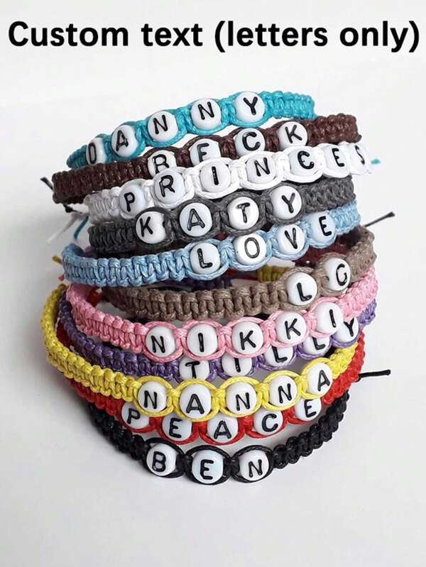 1 pièce Bracelet personnalisé avec prénom, bracelet tressé à la main avec lettre, taille ajustable, cadeau de souvenir, durable, coloré, mignon, adorable, amusant, kawaii, style Y2K, élégant, unisexe, décontracté, personnalisé, unique, cadeau idéal pour lui, cadeau idéal pour elle, elle, petit ami, petite amie, famille, amis, enfants
