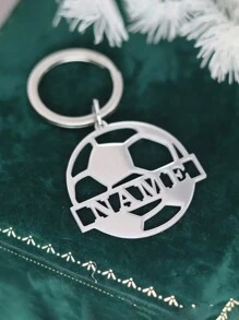 1 szt. Spersonalizowany brelok ze stali nierdzewnej z imieniem, zawieszka do torby, wzór piłki nożnej i siatkówki, kreatywny mały prezent odpowiedni dla mężczyzn, kobiet, piłkarzy, siatkarzy