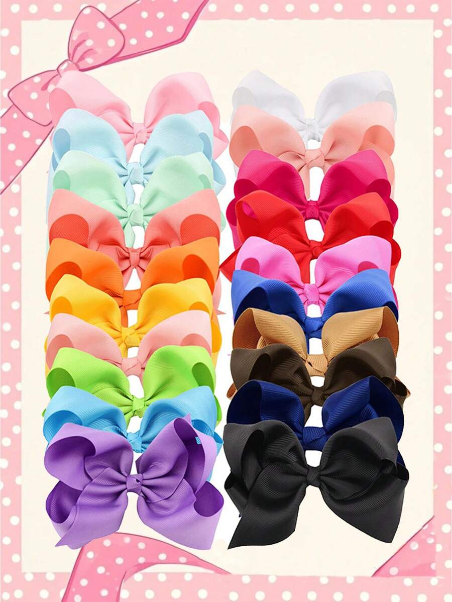 20pcs Girls Bubble Flower & Bow Hair Clips, Multi-Size & Colors, Versatile Cute & Adorable, Suitable For Kids