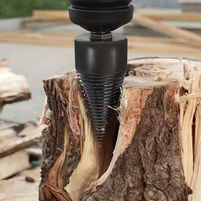 32mm Motorized Wood Splitter Drill Bit - Effortless Firewood Splitting Tool, Round & Hexagonal Shank, Suitable For Outdoor Lawn Care & Timber Cutting,Tool Accessories