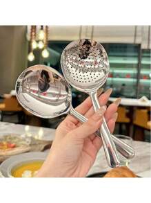 1PC/2pcs Large Stainless Steel Buffet Spoon, Large Serving Spoon, Party/Banquet/Buffet Spoon, Dishwasher Safe, Kitchen Silver Spoon, Practical Kitchen Gadgets For Family Use,School Supplies