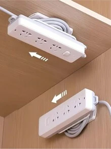 10 Packs Of Premium Adhesive Socket Holders - Easy Self-Adhesive Desktop Fixers For Cable Management - Slide-In Power Strip Holders With Strong Grip And Compact Design For Organized Workspace