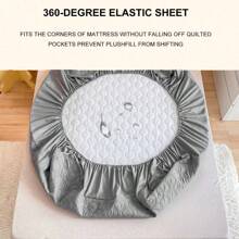 1pc Warterproof Fitted Sheet, Soft And Breathable Mattress Cover, Skin-Friendly Bedding, Solid Color Mattress Protector, Mattress Protector Bedspread, Curved Grid Design Fitted Sheet, Dustproof Non-Slip, Machine Washable, For All Season, Fits Twin Full King Queen Size Bed