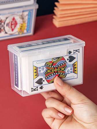 1PC Playing Card Box,Clear Deck Case, Two Poker Images Can Be Placed (NO Cards) Christmas, Thanksgiving Gift